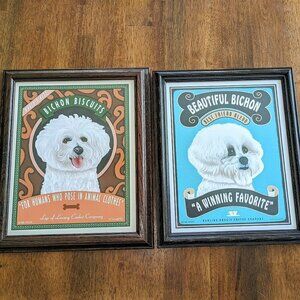 Bichon Frise Framed Retro Pets By Krista Brooks Art